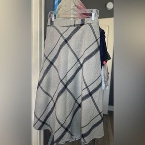 Wool Plaid Gray Skirt